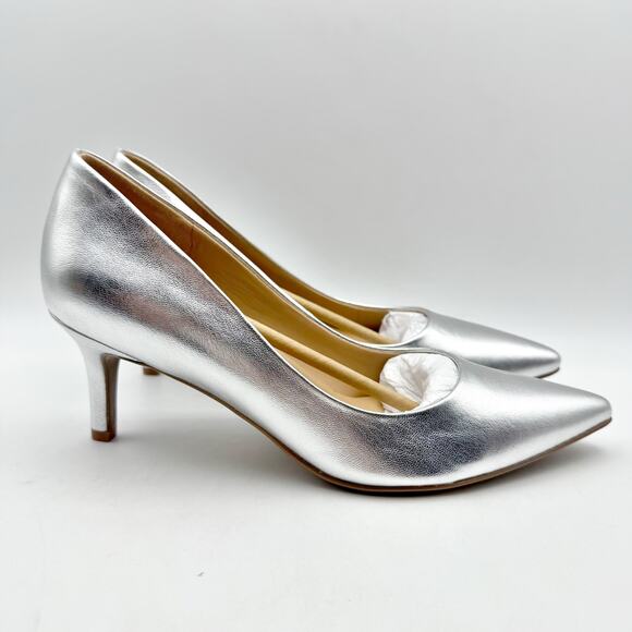 Naturalizer Womens Everly Pumps US 11 Wide EU 42 Silver Leather NWOB - Picture 3 of 12